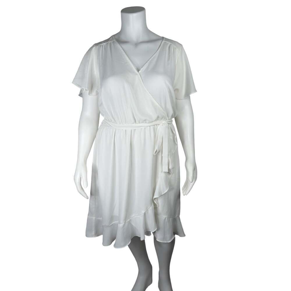 Naif White Flutter Sleeve Wrap Dress Summer 3X
